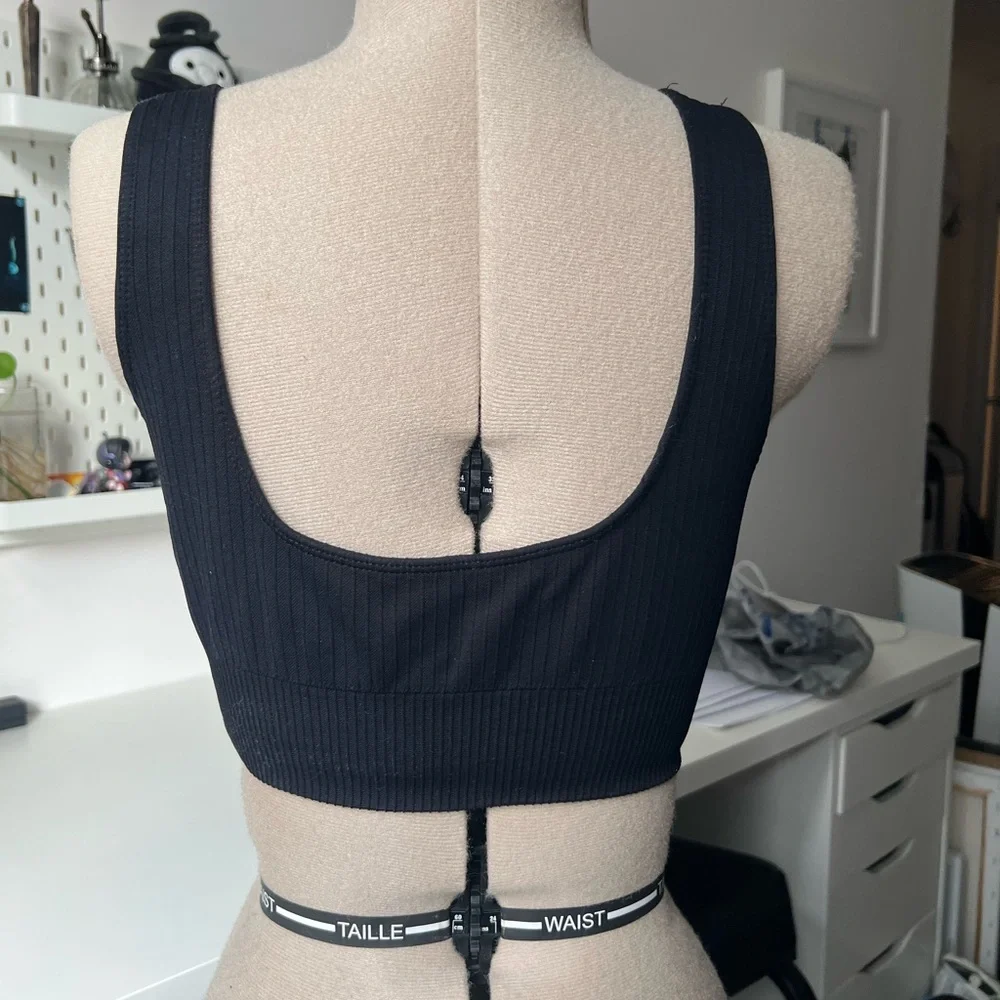 Black Ribbed Sports Bra - Picture 3 of 4